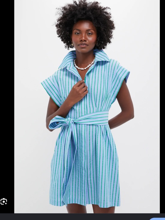 Tuckernuck Dresses & Skirts - Tuckernuck Blue and Green Striped Seersucker Mini Dress